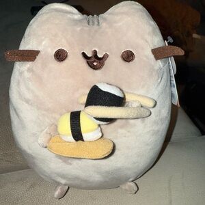 Gund Cream Plush Cat with Sushi